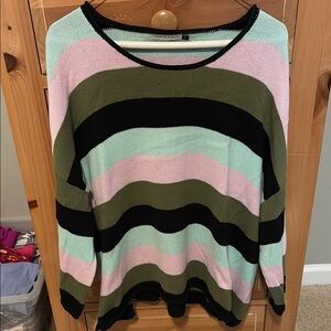 Striped Sweater in Pink, Green, and Black